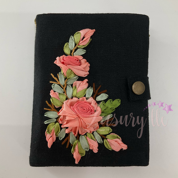 Coral Rose Embroidery Passport Wallet & Silk Mask, Wedding Gift, Versatile - Picture 2 of 15